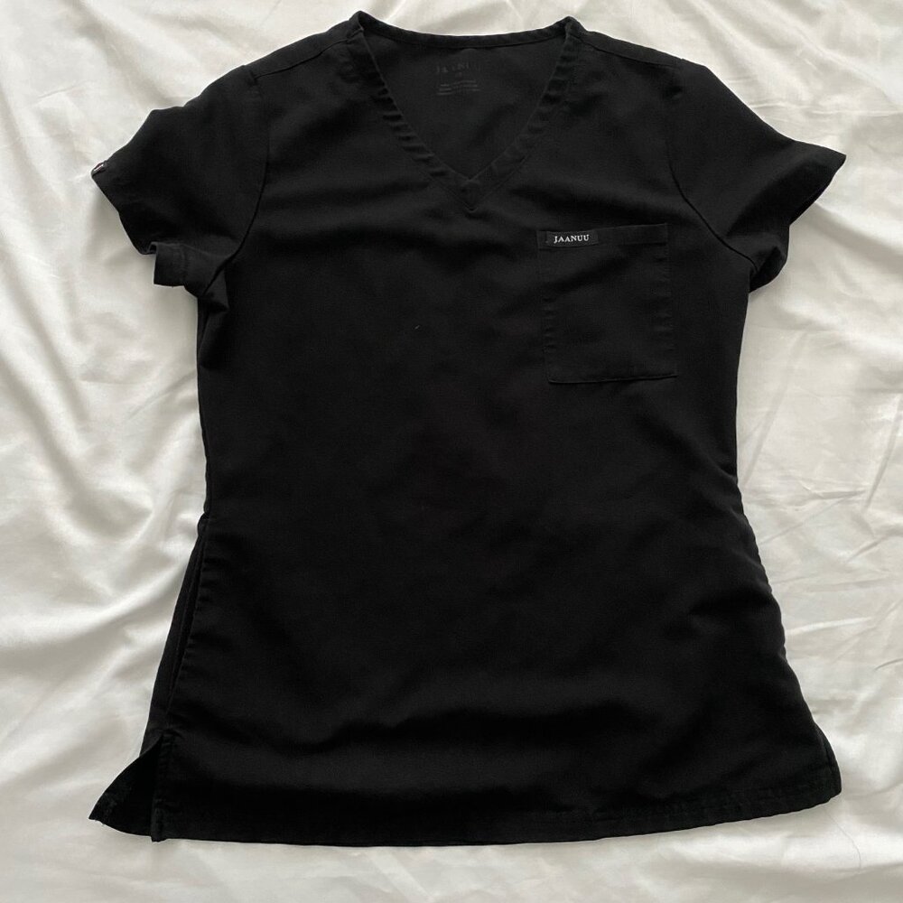 Jaanu Size XS Black 3 pocket V neck Scrub Top